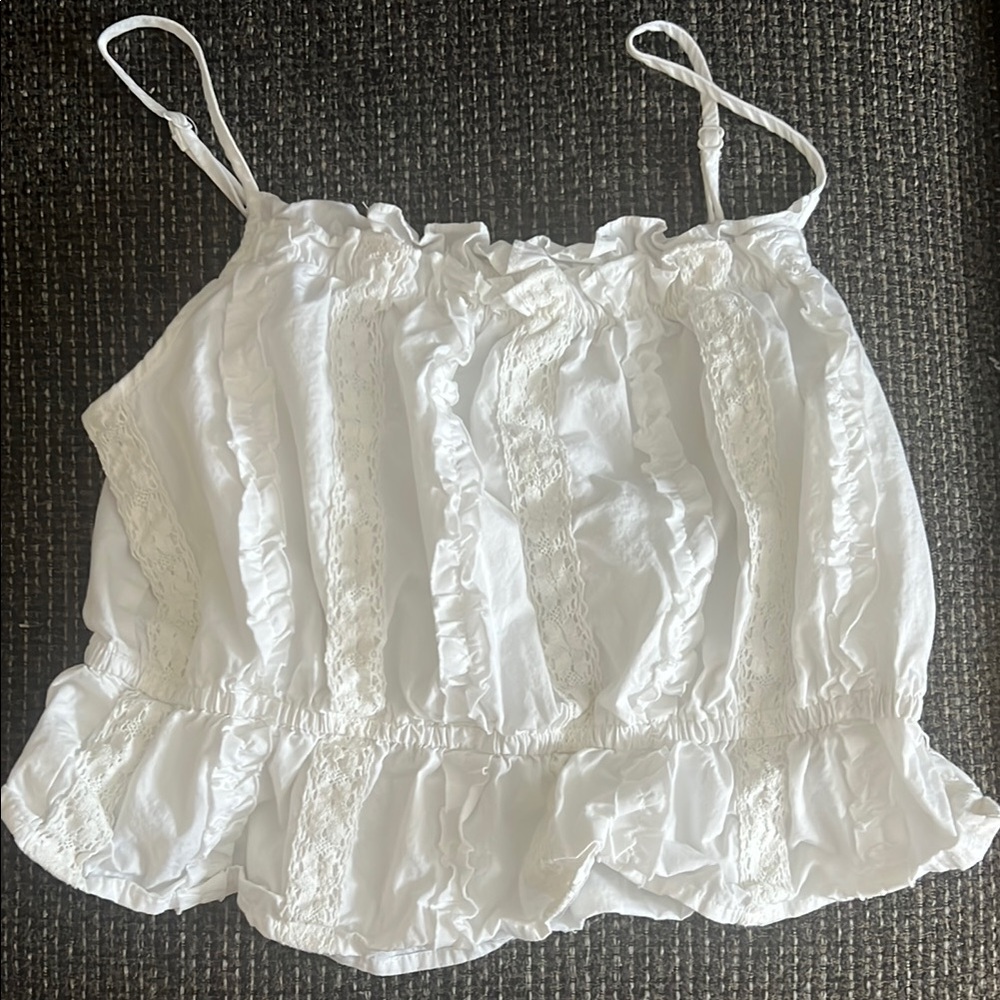 White Ruffled Camisole Top